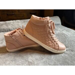 ALDO New Womens Pink Quilted‎ Studded High Top Fashion Sneakers Shoes Size 8.5